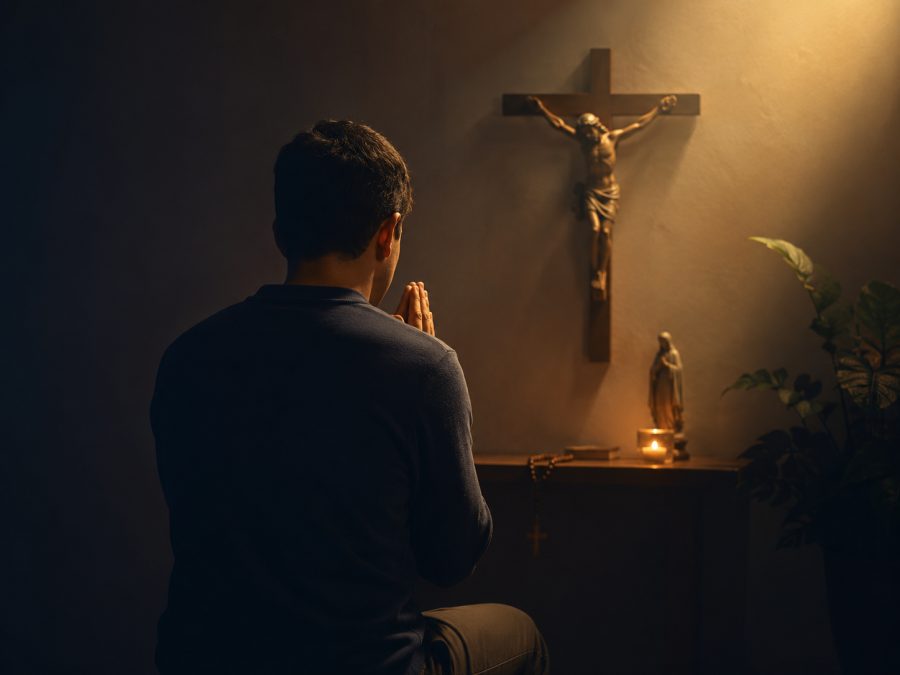 Um momento de oração diante do crucifixo